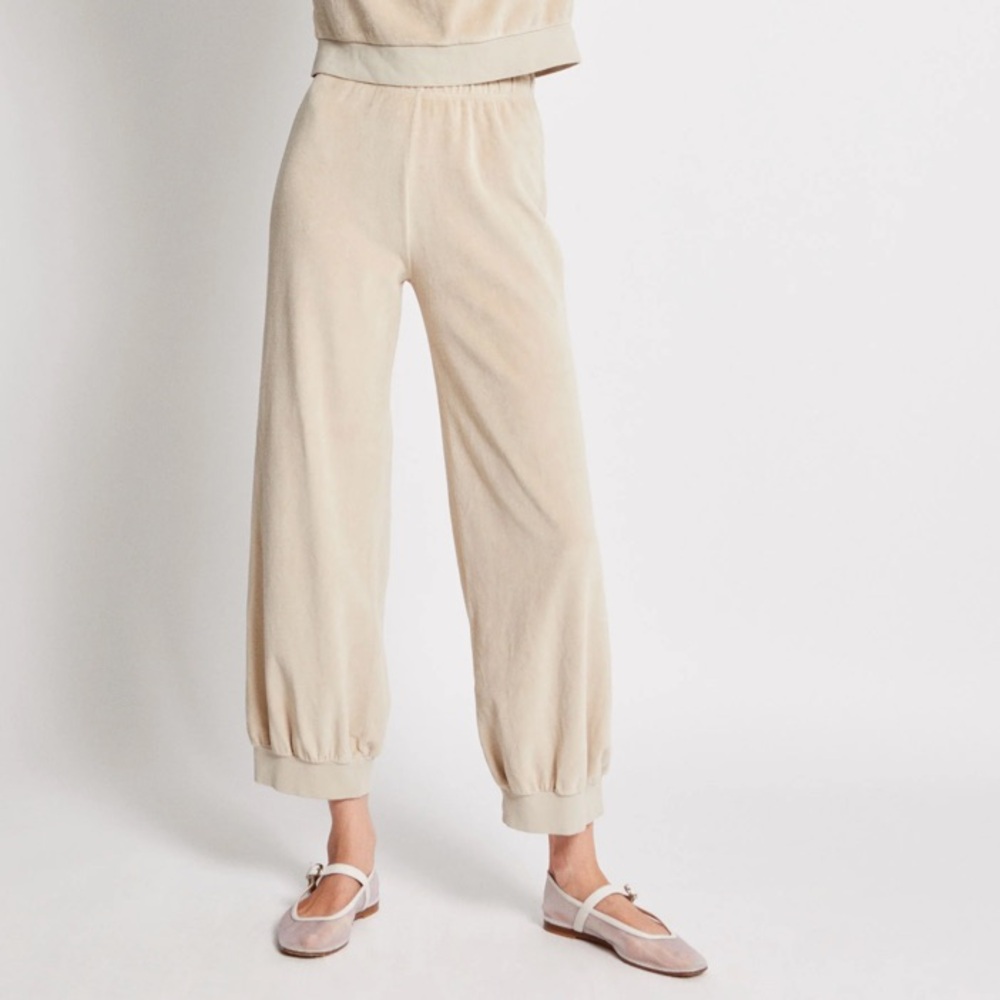 SUZIE KONDI Tosk Harem Pants in Velour Dorset Cream Light Tan Small